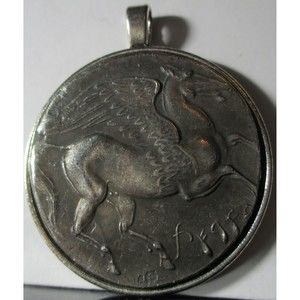 Ultra High Relief Antique Sky Goddess of Carthage Flying Pegasus Coin/Pendant